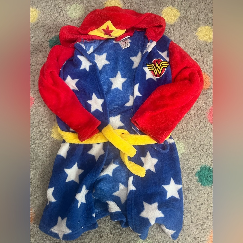 DC Comics Wonder Woman Kids Pajama Robe - Red, Blue, Yellow
